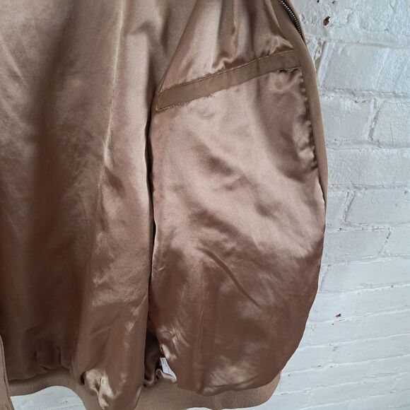 Devon & Jones Sport Mens XL Brown Tan Faux Suede Zip Front Grandpa Bomber Jacket - Picture 6 of 10